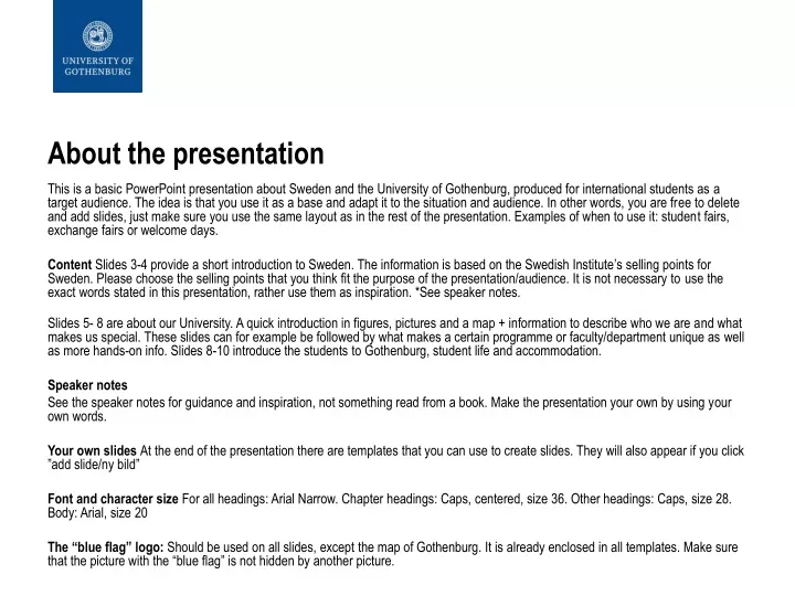 about the presentation