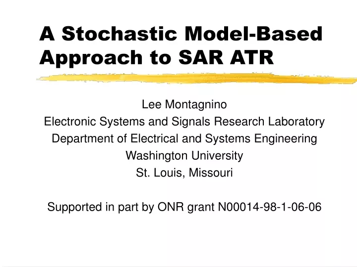 a stochastic model based approach to sar atr