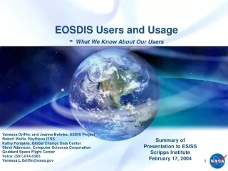 EOSDIS Users and Usage -  What We Know About Our Users