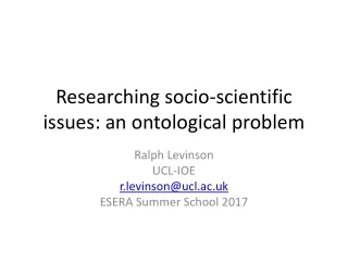Researching socio-scientific issues: an ontological problem