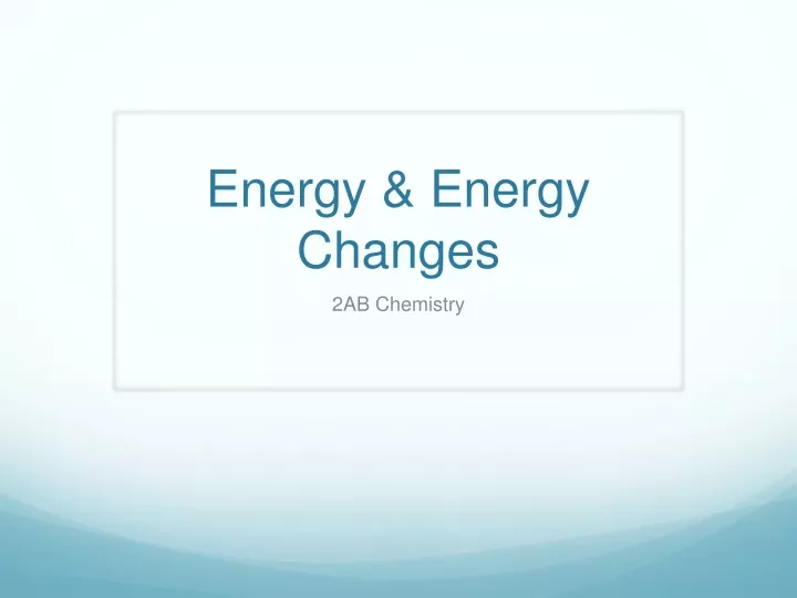 energy energy changes