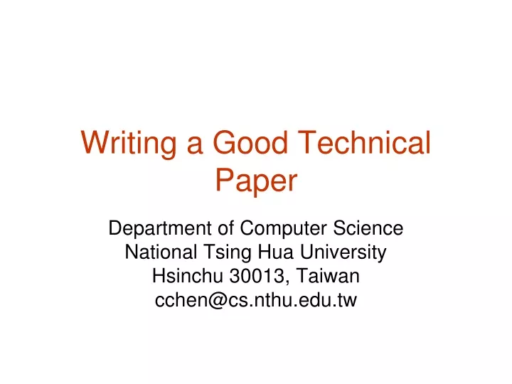 writing a good technical paper