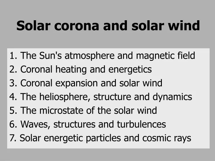solar corona and solar wind