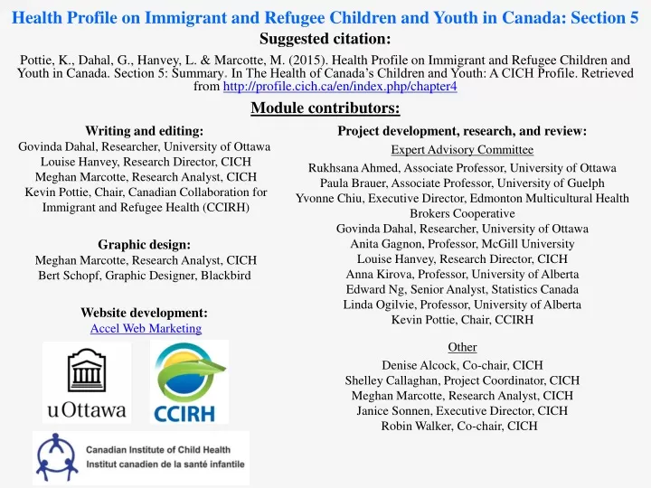 health profile on immigrant and refugee children and youth in canada section 5