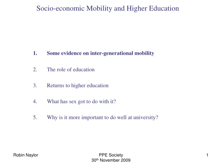 socio economic mobility and higher education
