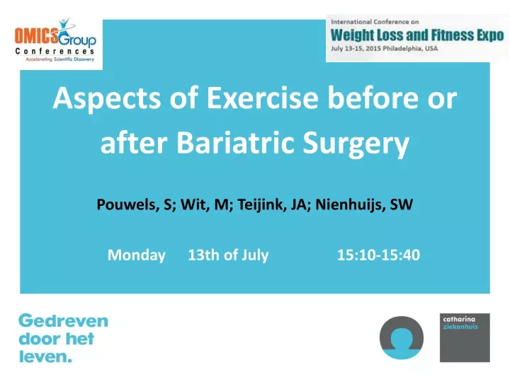 aspects of exercise before or after bariatric surgery