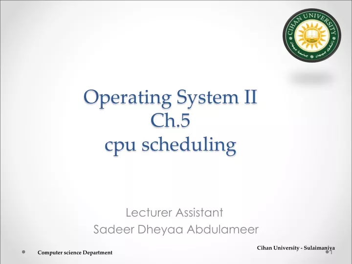 operating system ii ch 5 cpu scheduling