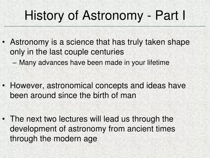 history of astronomy part i
