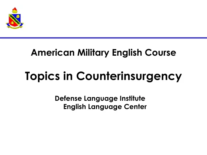 american military english course topics in counterinsurgency
