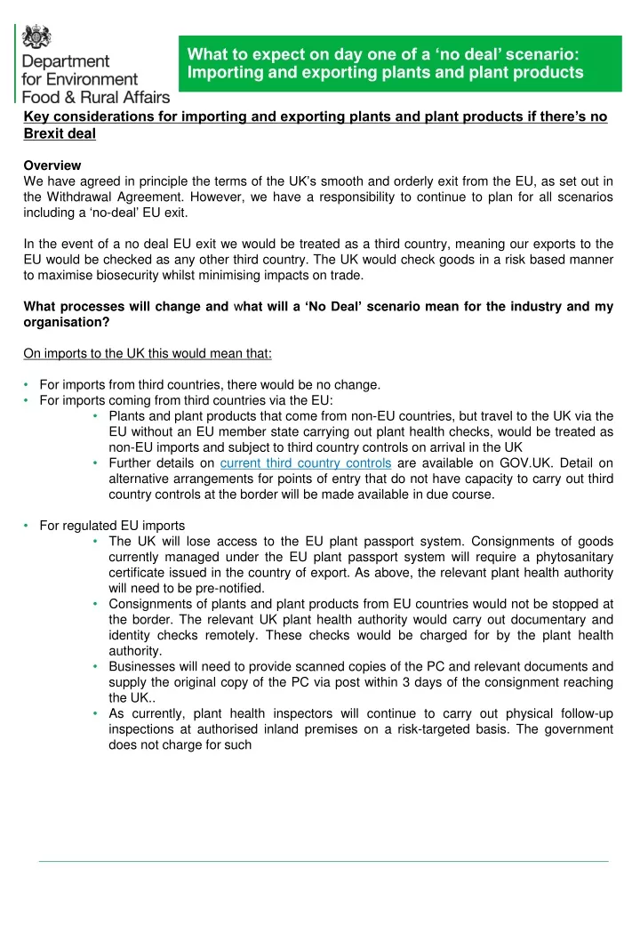 what to expect on day one of a no deal scenario