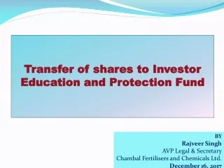 BY  Rajveer  Singh AVP Legal &amp; Secretary  Chambal  Fertilisers  and Chemicals Ltd.
