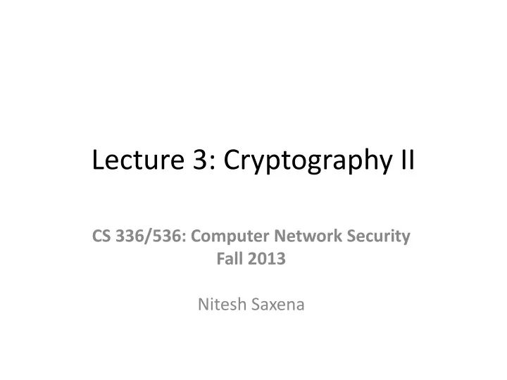 lecture 3 cryptography ii