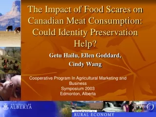 The Impact of Food Scares on Canadian Meat Consumption: Could Identity Preservation Help?