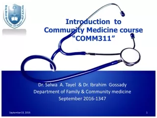 Introduction  to  Community Medicine course  “COMM311”