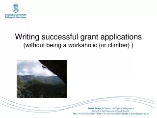 Writing successful grant applications  (without being a workaholic {or climber} )