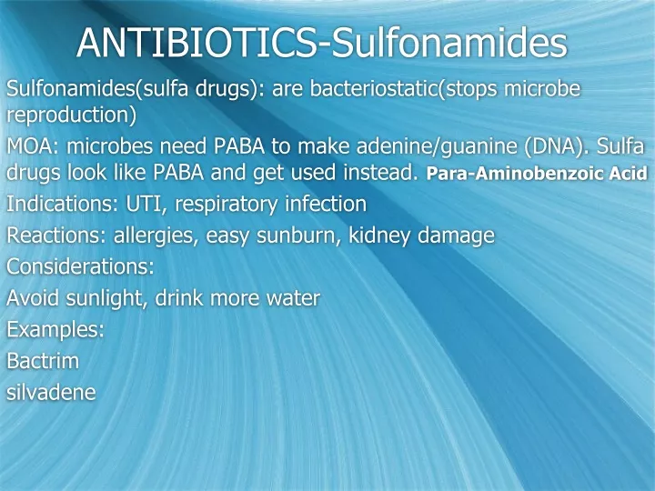 antibiotics sulfonamides