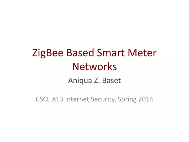 zigbee based smart meter networks