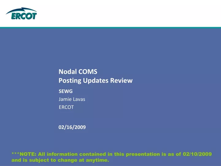 nodal coms posting updates review