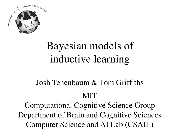 bayesian models of inductive learning