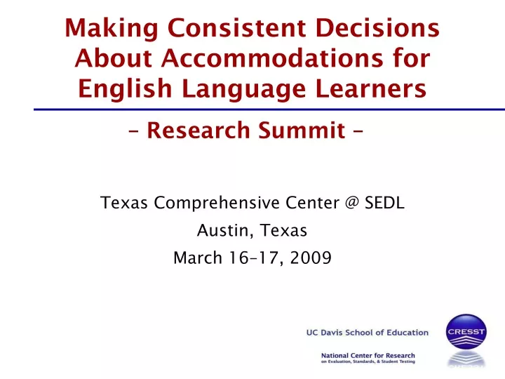 making consistent decisions about accommodations for english language learners