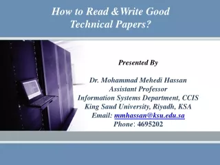 How to Read &amp;Write Good Technical Papers?