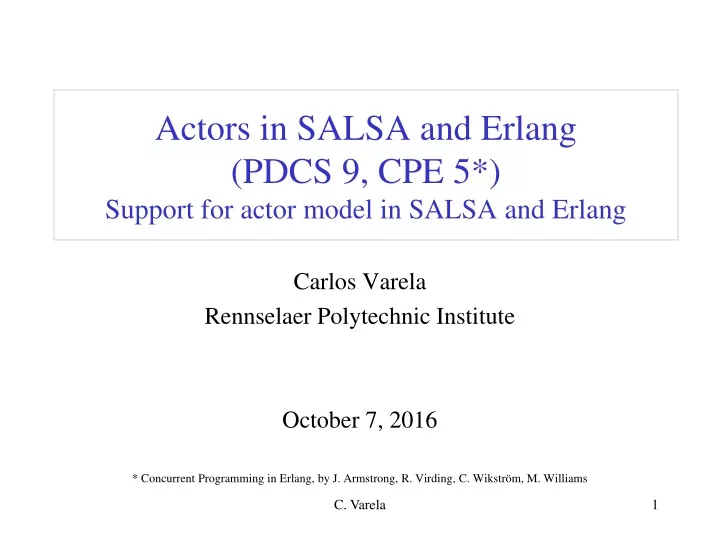 actors in salsa and erlang pdcs 9 cpe 5 support for actor model in salsa and erlang