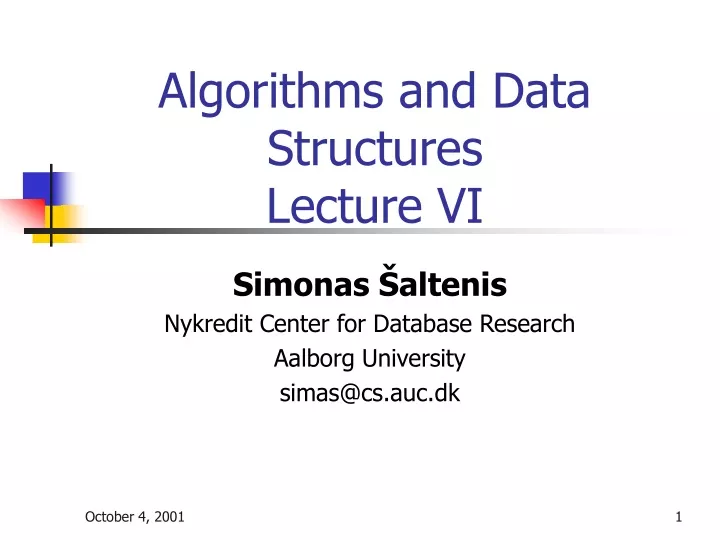 algorithms and data structures lecture vi