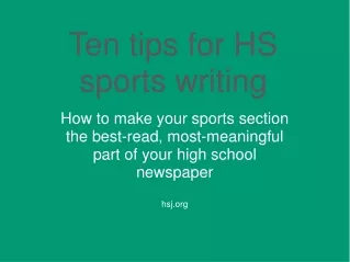 Ten tips for HS sports writing