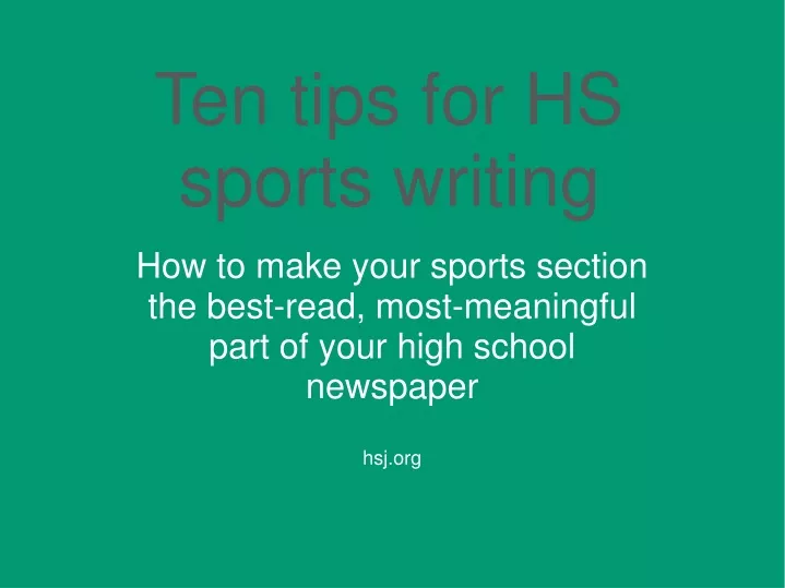 ten tips for hs sports writing