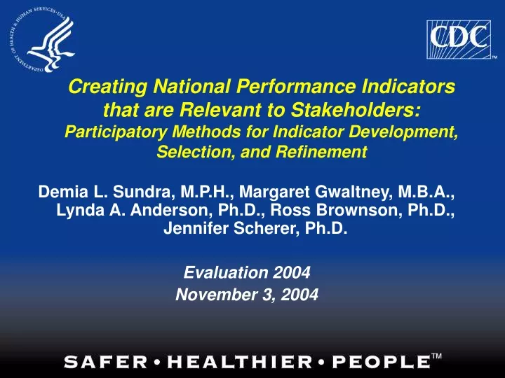 creating national performance indicators that