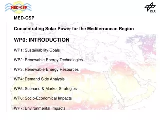 MED-CSP Concentrating Solar Power for the Mediterranean Region  WP0: INTRODUCTION