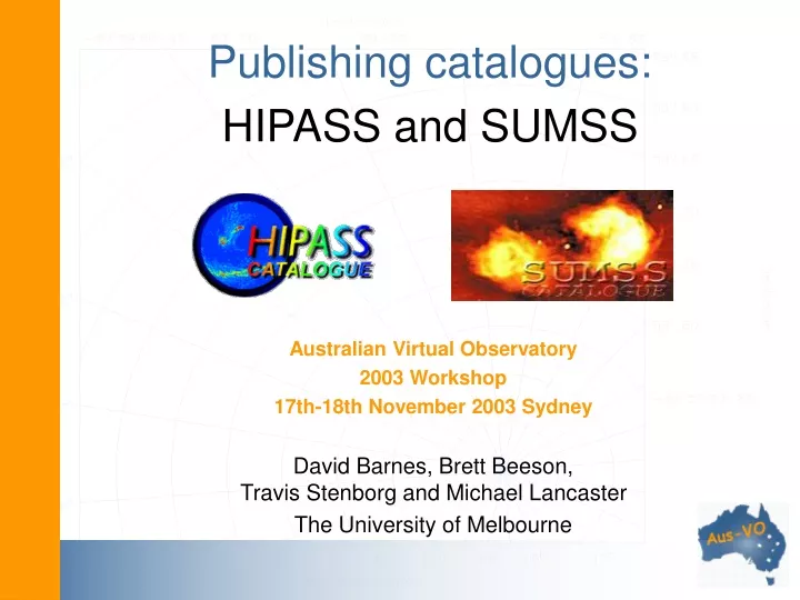 publishing catalogues hipass and sumss