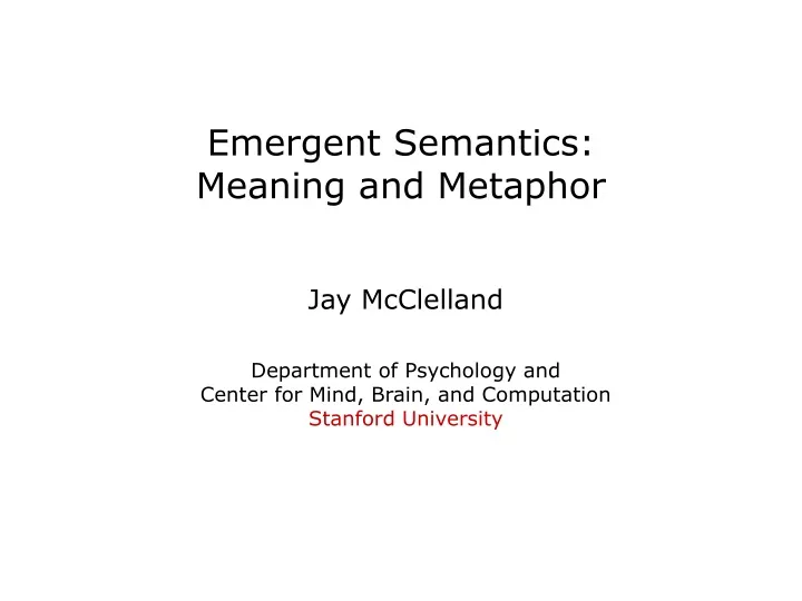 emergent semantics meaning and metaphor