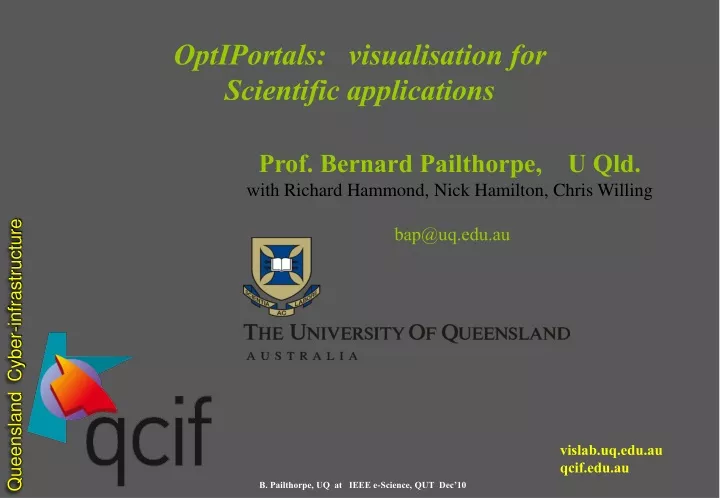 optiportals visualisation for scientific applications