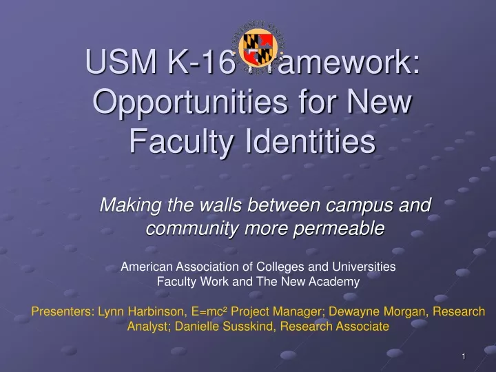 usm k 16 framework opportunities for new faculty identities
