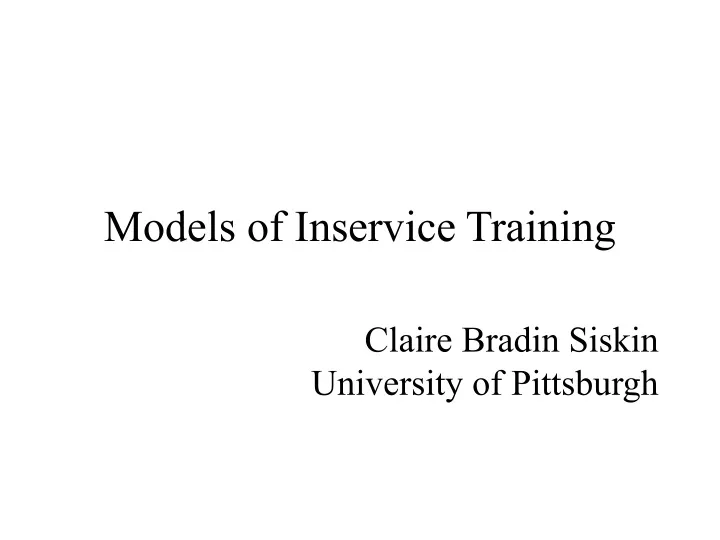 models of inservice training