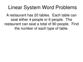 Linear System Word Problems