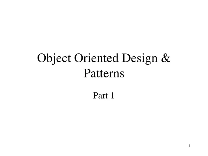 object oriented design patterns