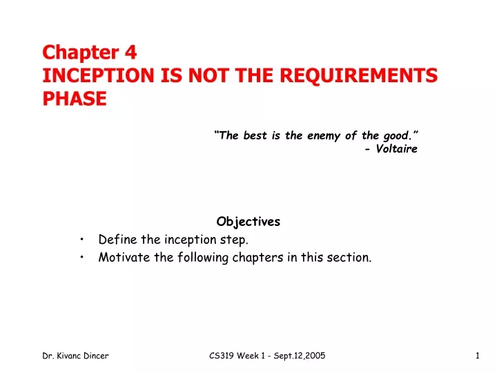 chapter 4 inception is not the requirements phase