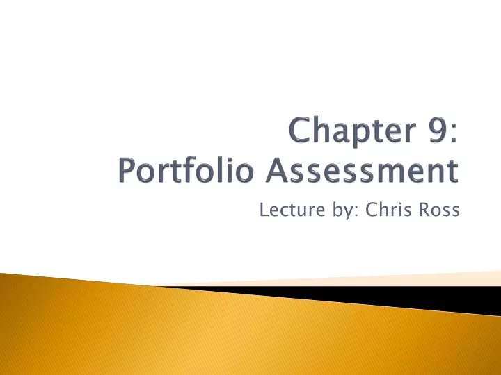chapter 9 portfolio assessment