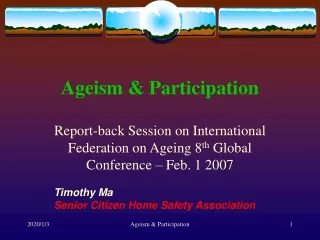 Ageism &amp; Participation