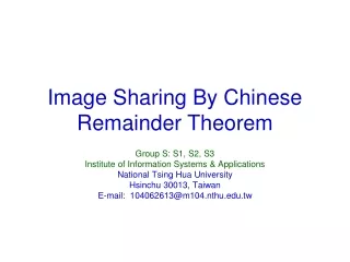 Image Sharing By Chinese Remainder Theorem