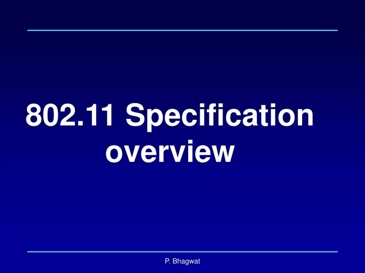 802 11 specification overview