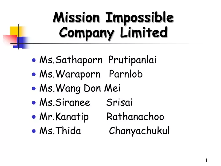 mission impossible company limited