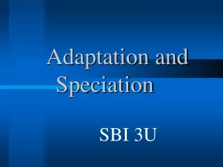 Adaptation and Speciation