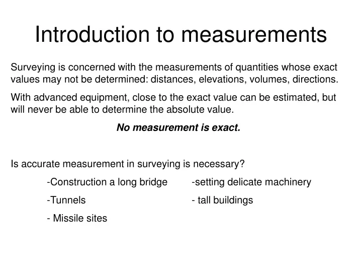introduction to measurements