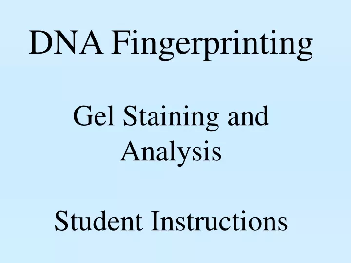 dna fingerprinting gel staining and analysis student instructions