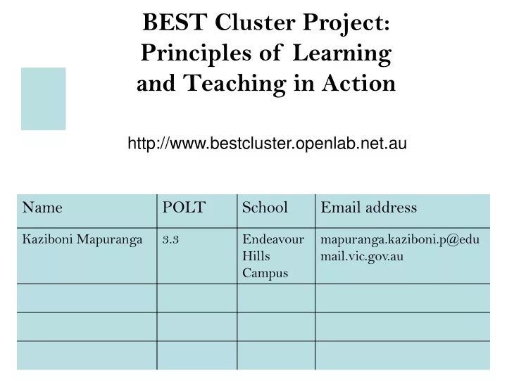 best cluster project principles of learning