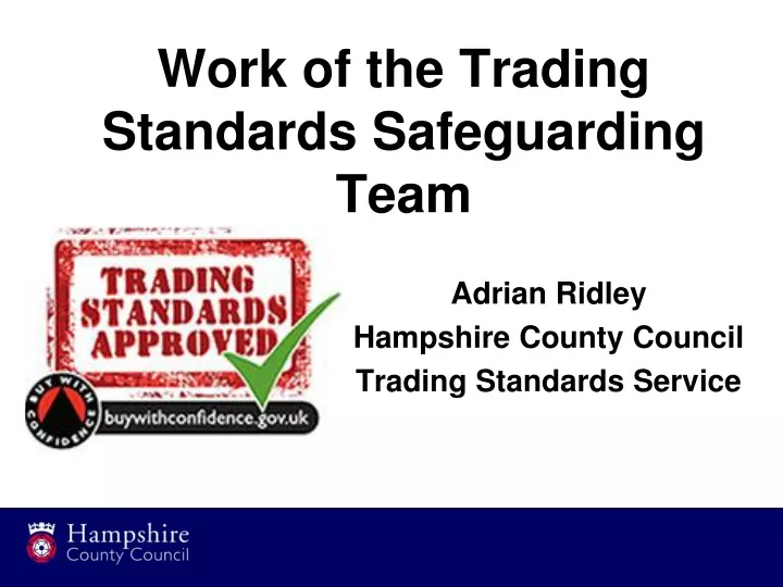 work of the trading standards safeguarding team