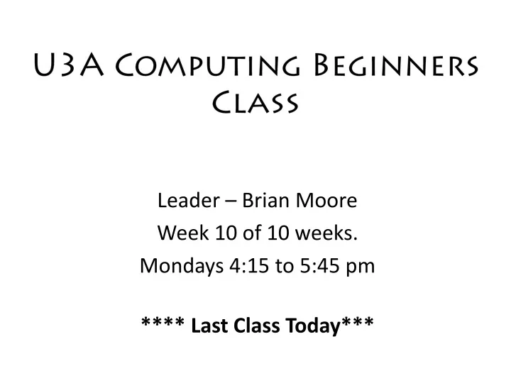 u3a computing beginners class